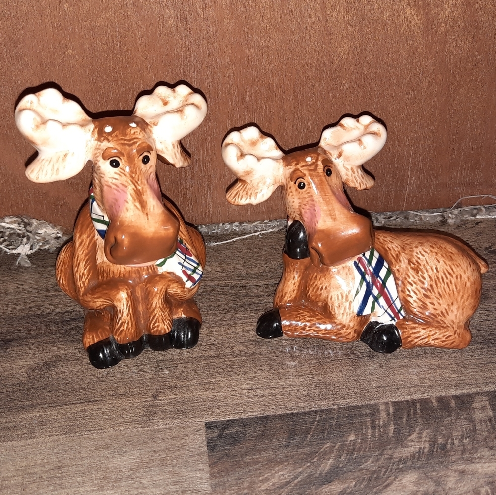 Ceramic Moose Salt and Pepper Shakers
